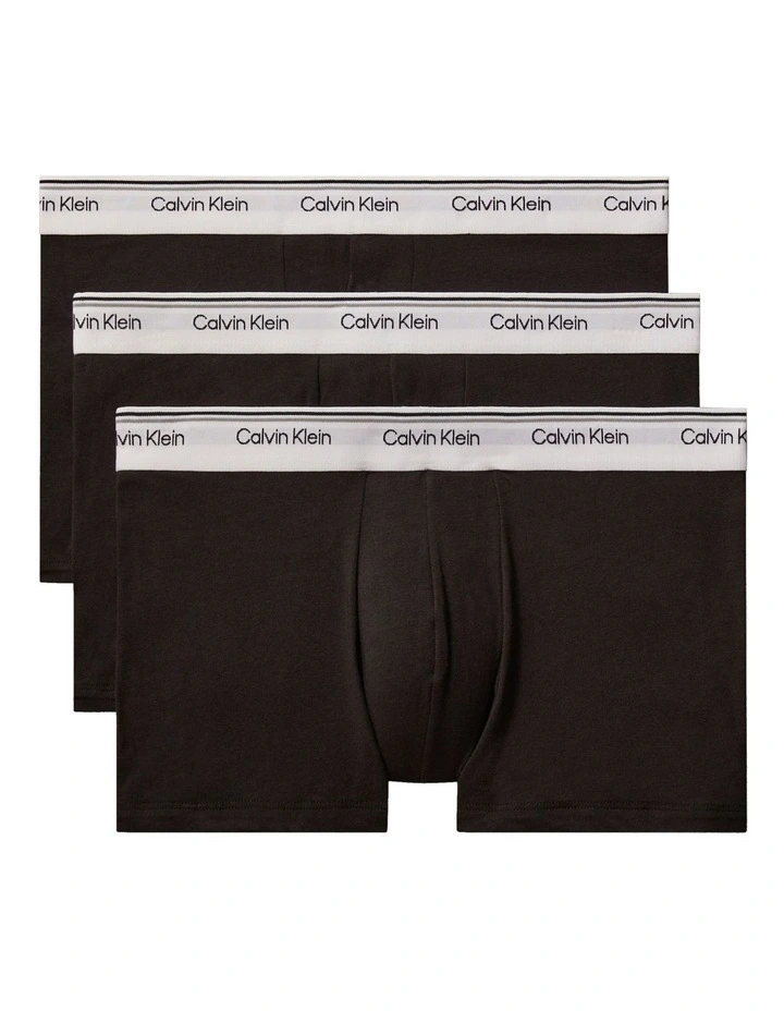 Balance Cotton Stretch Trunks 3 Pack in Black image 1