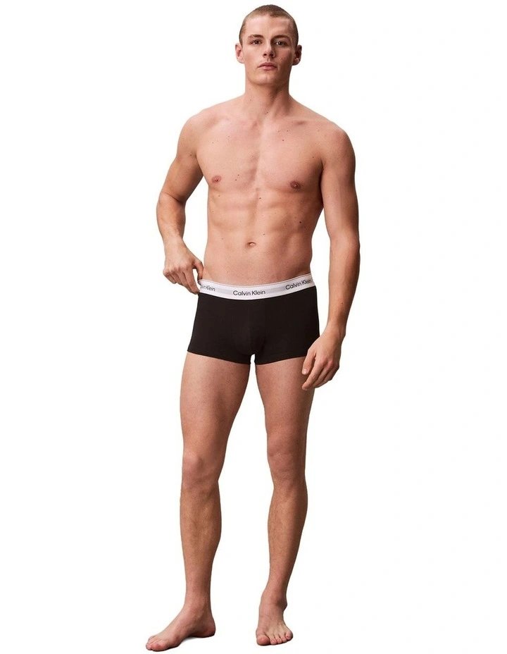 Icon Cotton Low Rise Trunks 3 Pack in Multi image 5