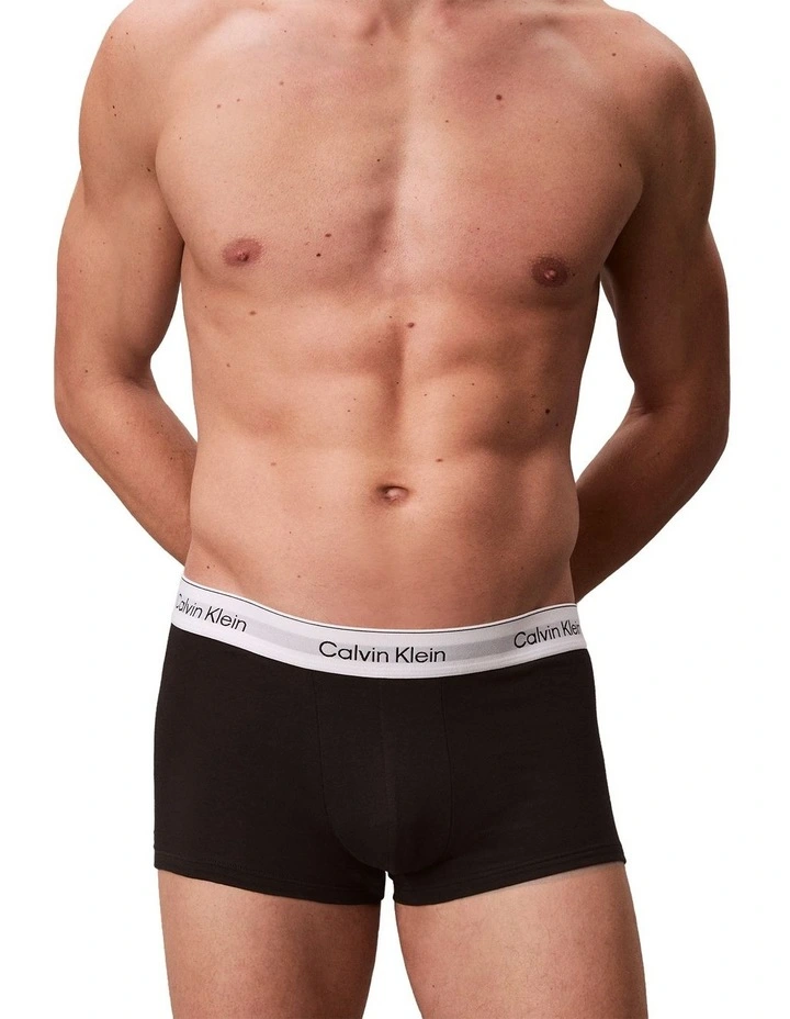 Icon Cotton Low Rise Trunks 3 Pack in Multi image 6