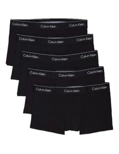 Icon Cotton Low Rise Trunks 5 Pack in Black