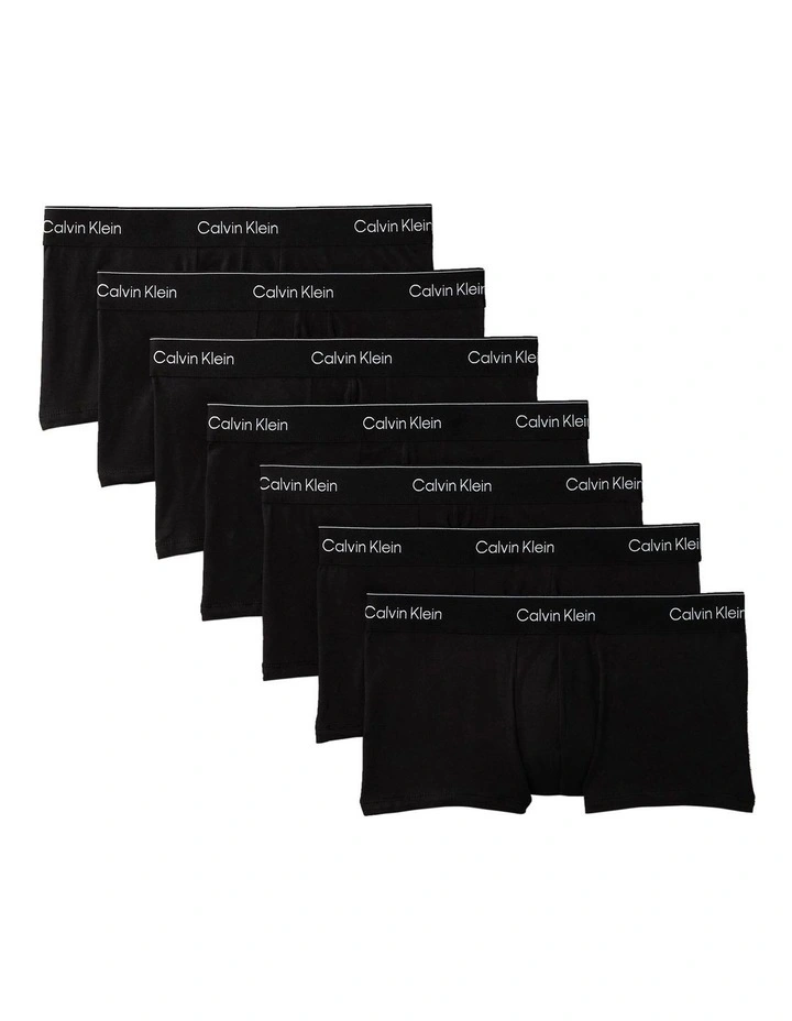 Icon Cotton Low Rise Trunks Pack Of 7 in Black image 1