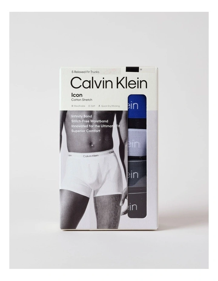 Icon Cotton Trunks 5 Pack in Black image 3