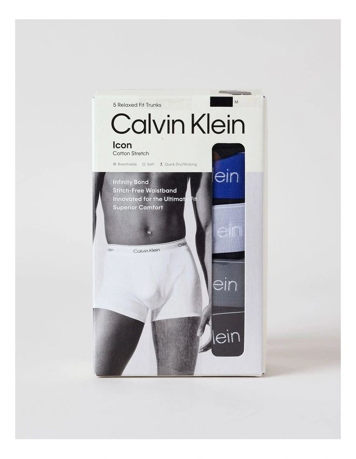Icon Cotton Trunks 5 Pack in Black image 3