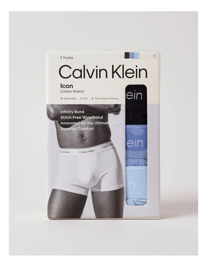 Icon Cotton Trunks 3 Pack in Multi image 3