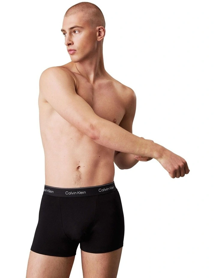 Icon Cotton Stretch Relaxed Trunk 3 Pack in Black image 4
