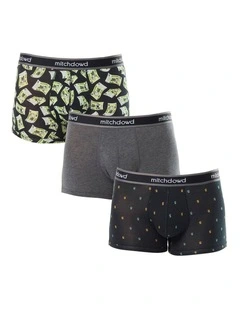 Funny Money Cotton Trunks 3 Pack in Multi