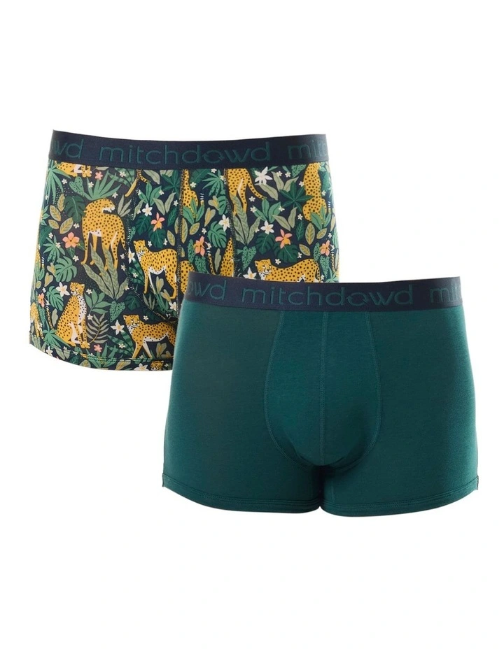 Leopard Bamboo Trunks 2 Pack in Green image 1