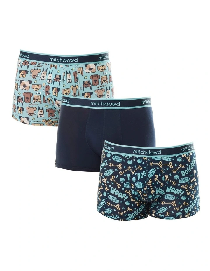 Doggonit Cotton Trunks 3 Pack in Multi image 1