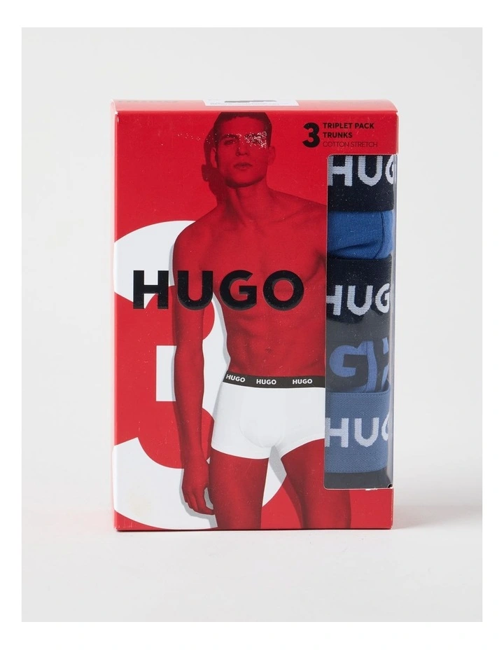 Triplet Cotton Stretch Trunks 3 Pack in Multi image 1