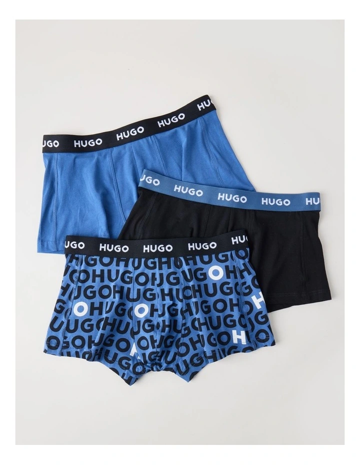Triplet Cotton Stretch Trunks 3 Pack in Multi image 2