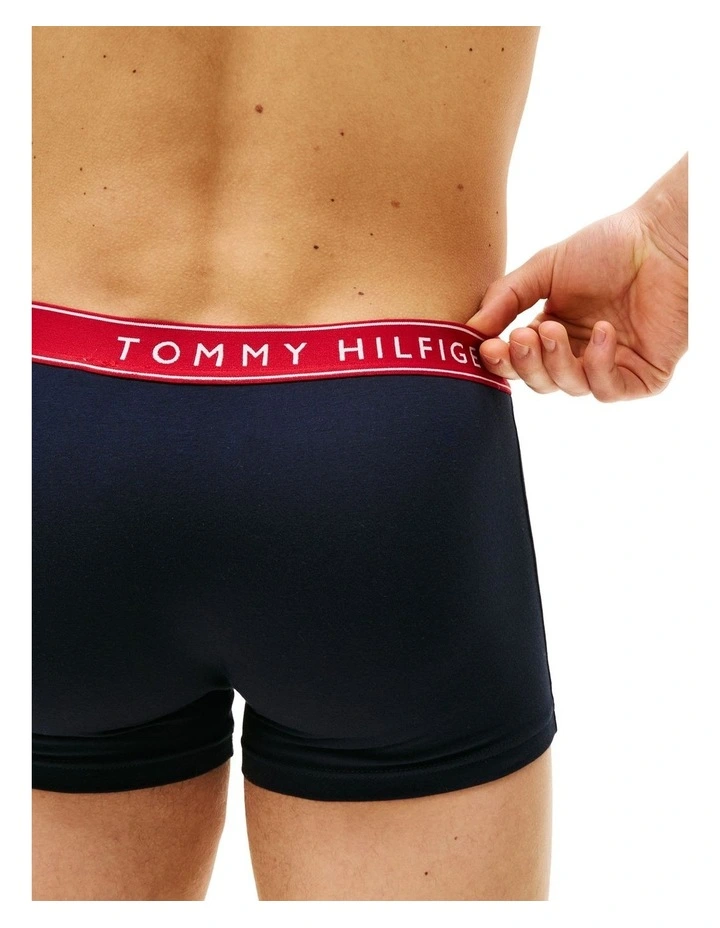 3-Pack Logo Waistband Trunks in Assorted image 3