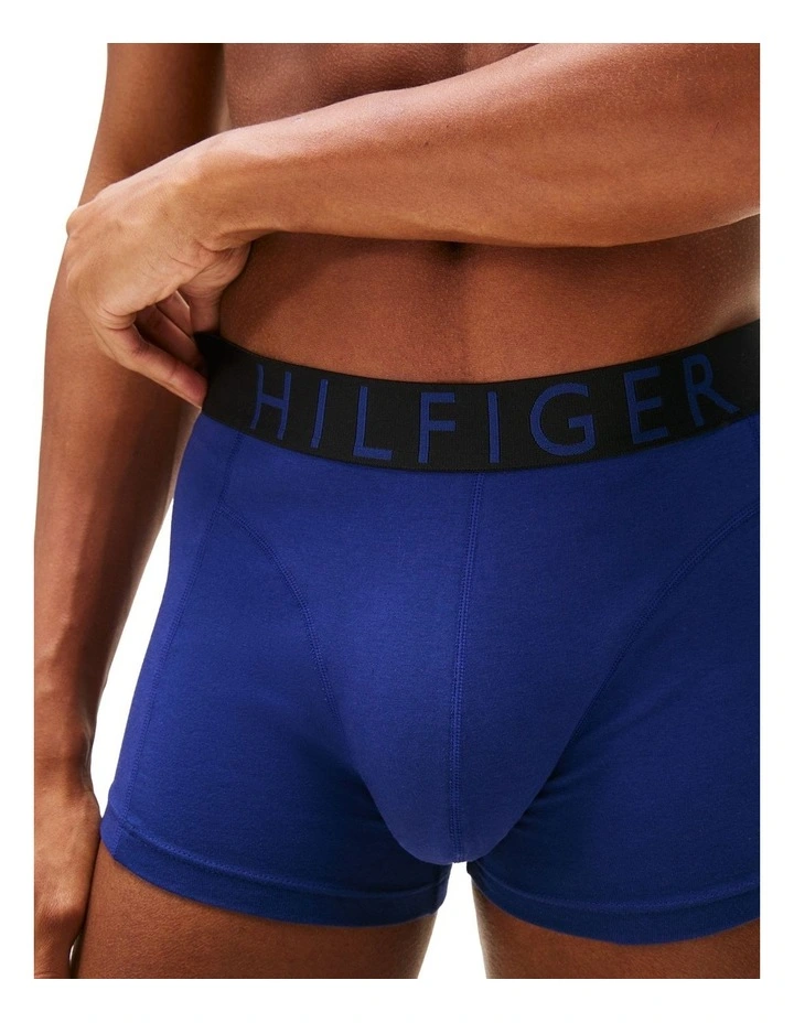 Logo Waistband Trunks Pack Of 3 in Assorted image 3