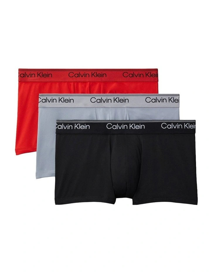 Microfibre Stretch Low Rise Trunk 3 Pack in Multi image 1