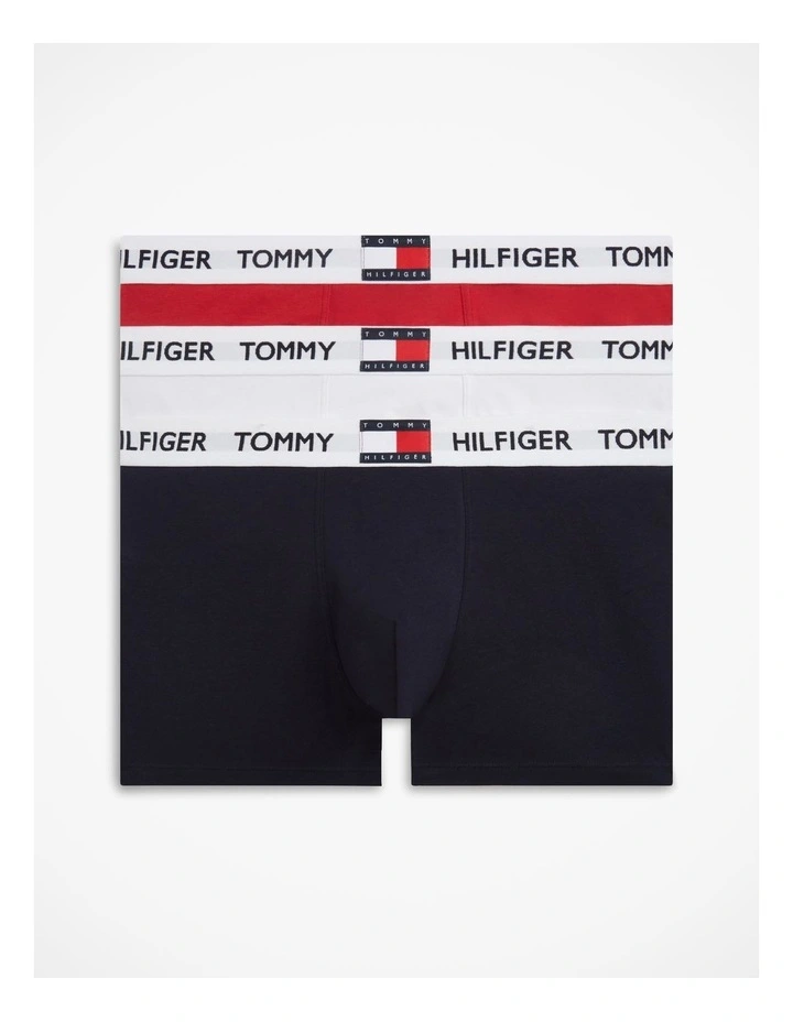 3-Pack Heritage Logo Waistband Trunks in Assorted image 1