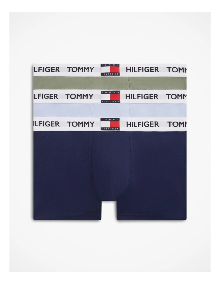 3-Pack Heritage Logo Waistband Trunks in Assorted image 1