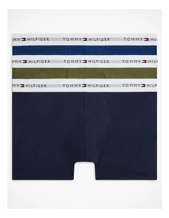 3-Pack Signature Repeat Logo Waistband Trunks in Assorted