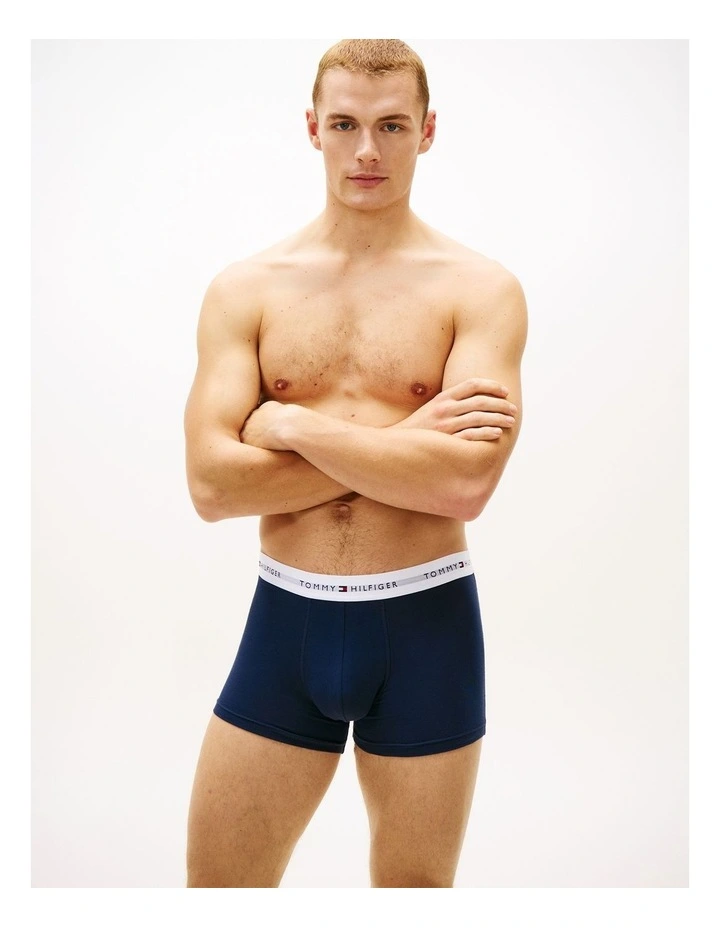 3-Pack Signature Repeat Logo Waistband Trunks in Assorted image 2