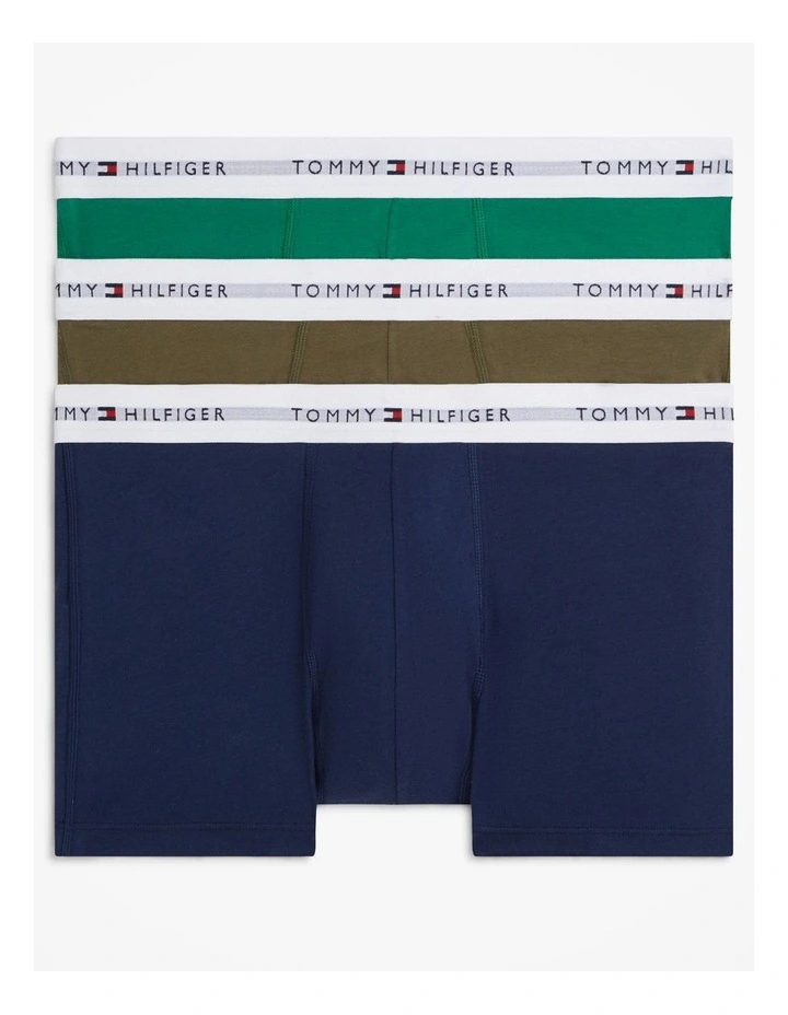 3-Pack Signature Repeat Logo Waistband Trunks in Assorted image 1