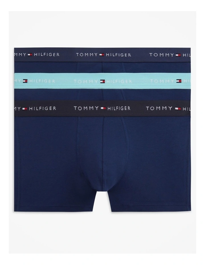 3-Pack Signature Repeat Logo Waistband Trunks in Blue image 1