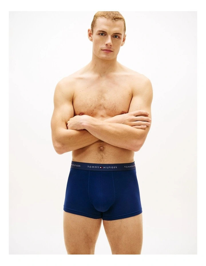 3-Pack Signature Repeat Logo Waistband Trunks in Blue image 2