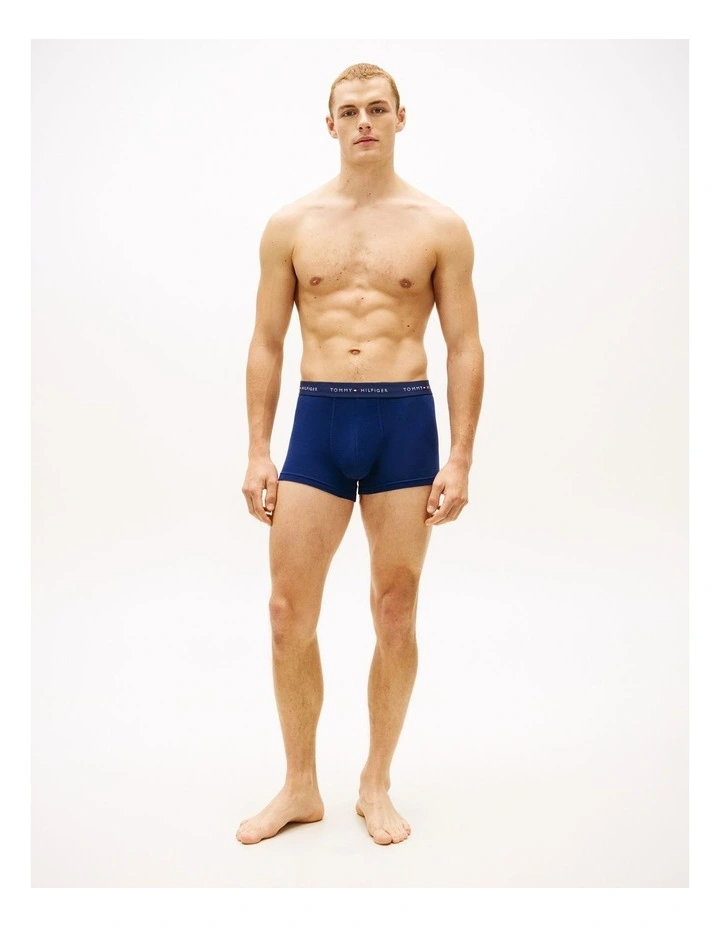 3-Pack Signature Repeat Logo Waistband Trunks in Blue image 3