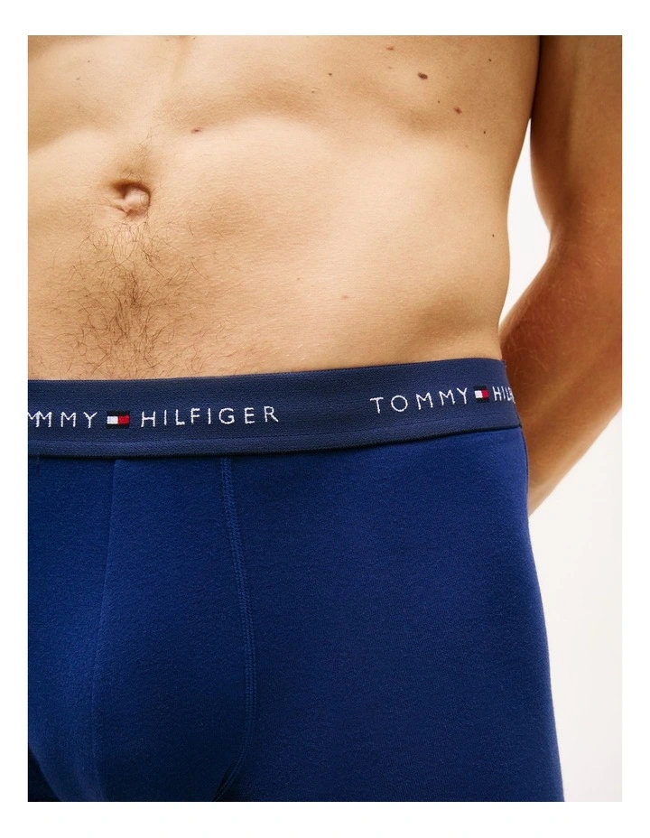 3-Pack Signature Repeat Logo Waistband Trunks in Blue image 4