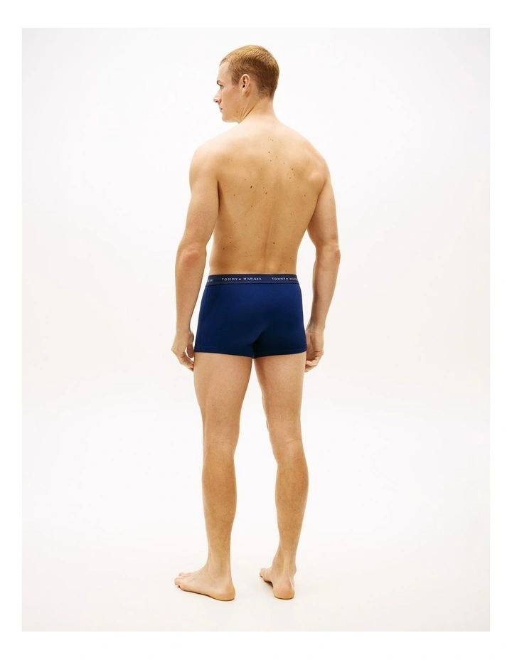 3-Pack Signature Repeat Logo Waistband Trunks in Blue image 5