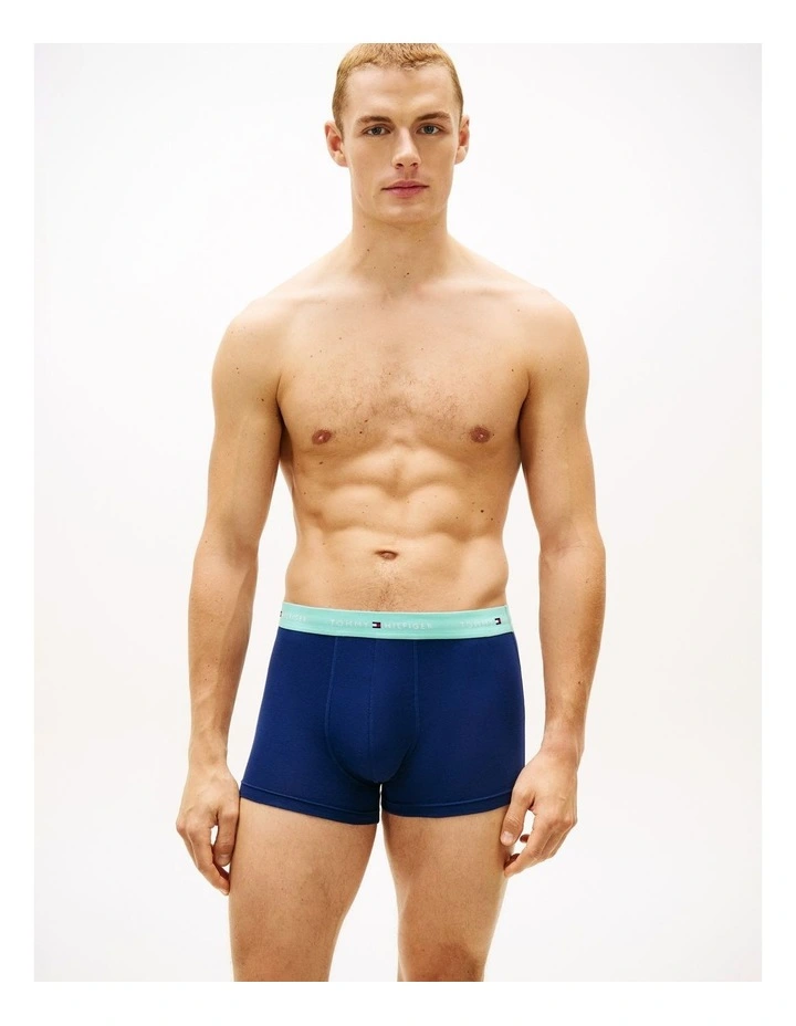 3-Pack Signature Repeat Logo Waistband Trunks in Blue image 6