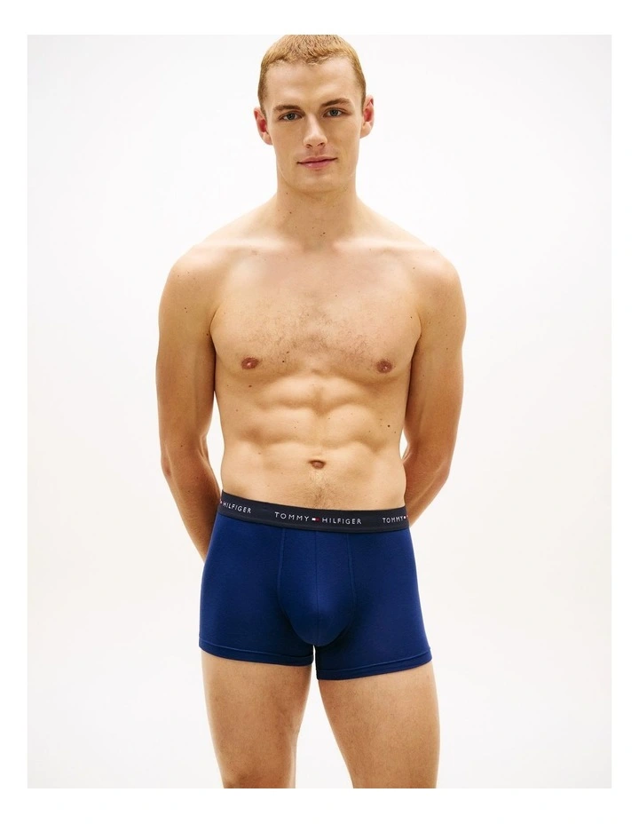 3-Pack Signature Repeat Logo Waistband Trunks in Blue image 7