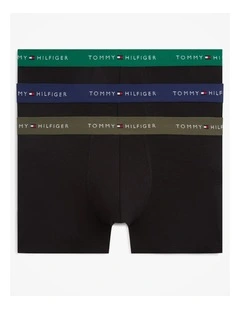 3-Pack Signature Repeat Logo Waistband Trunks in Black
