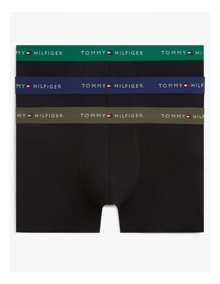 3-Pack Signature Repeat Logo Waistband Trunks in Black image 1