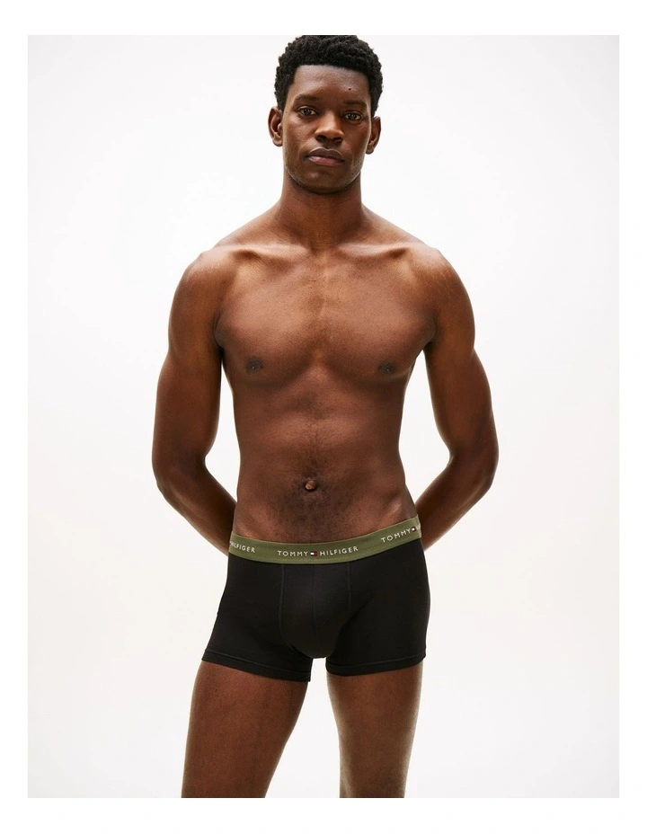 3-Pack Signature Repeat Logo Waistband Trunks in Black image 2