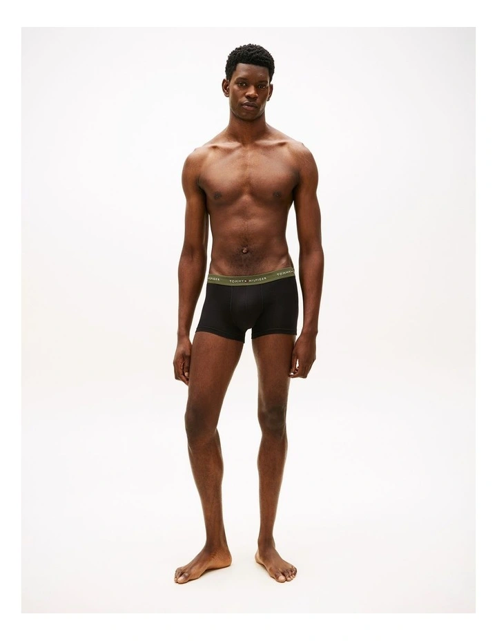 3-Pack Signature Repeat Logo Waistband Trunks in Black image 3