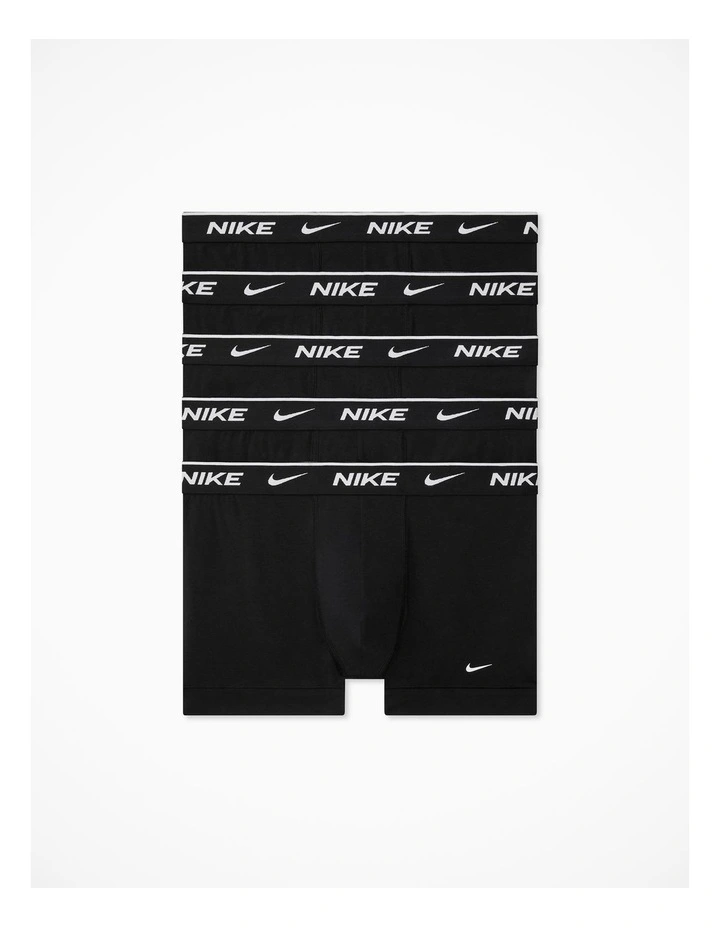 Essential Cotton Stretch Trunks 5 Pack in Black image 1
