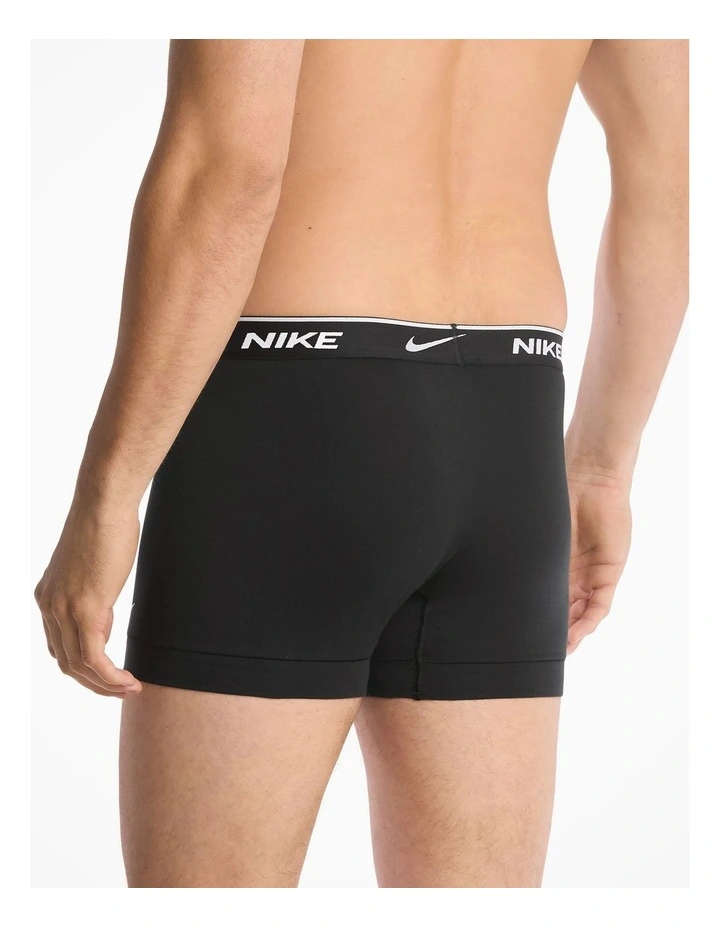 Essential Cotton Stretch Trunks 5 Pack in Black image 3