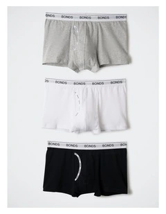 Guyfront Trunk 3 Pack in White / New Grey Marle / Black