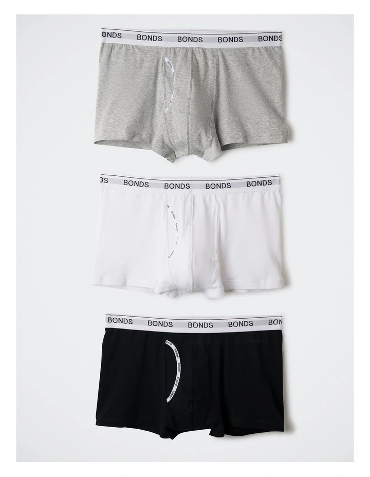 Guyfront Trunk 3 Pack in White / New Grey Marle / Black image 1