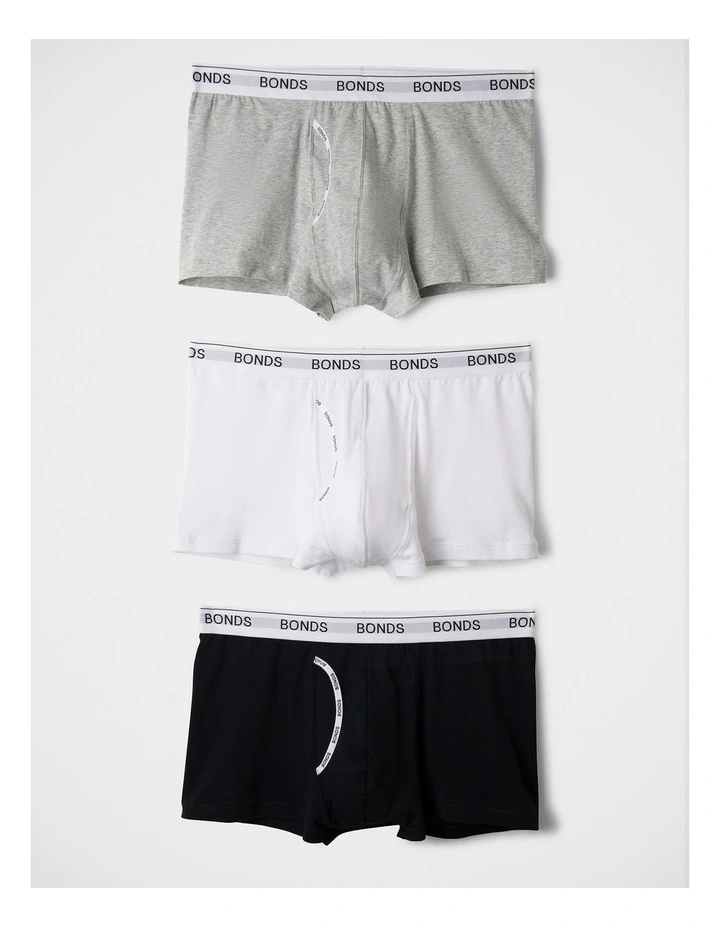 Guyfront Trunk 3 Pack in White / New Grey Marle / Black image 1