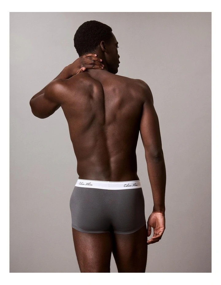 Icon Cotton Stretch Script Low Rise Trunks 3 Pack in Multi image 3