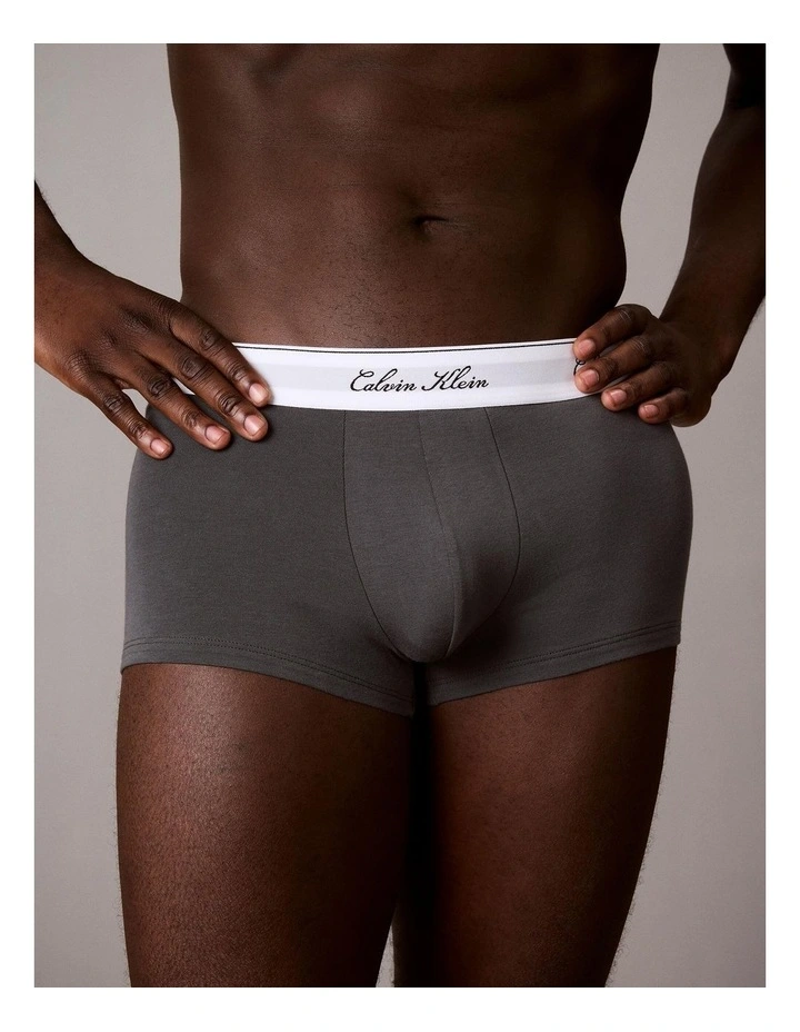 Icon Cotton Stretch Script Low Rise Trunks 3 Pack in Multi image 5