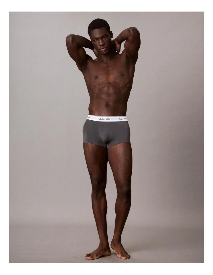 Icon Cotton Stretch Script Low Rise Trunks 3 Pack in Multi image 6