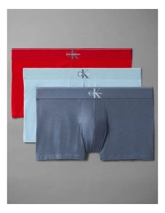 Graphic Monogram Cotton Stretch Trunk 3 Pack in Multi