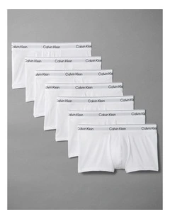 Icon Cotton Stretch Low Rise Trunks 7 Pack in White