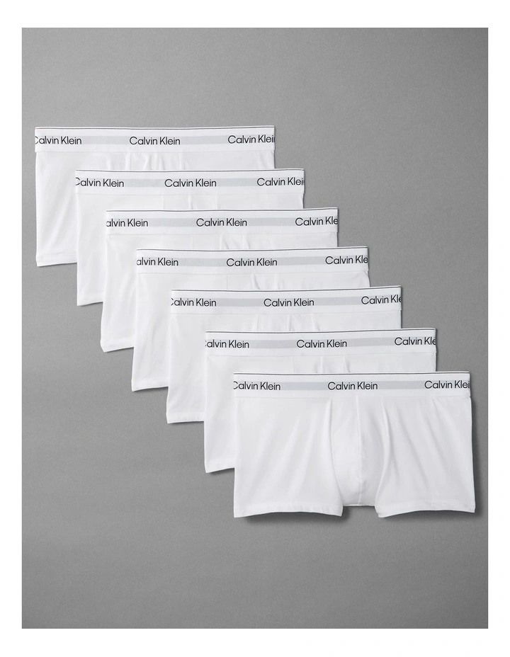 Icon Cotton Stretch Low Rise Trunks 7 Pack in White image 1