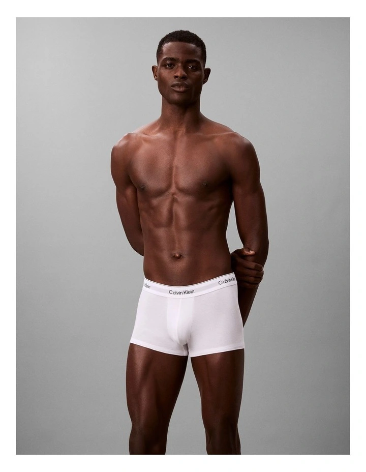Icon Cotton Stretch Low Rise Trunks 7 Pack in White image 2