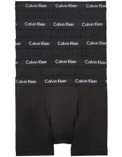 Cotton Stretch Trunks 5 Pack in Black