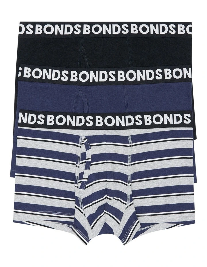 Bonds Everyday Stripe Trunks 3 Pack in Black/Black Stripe image 1
