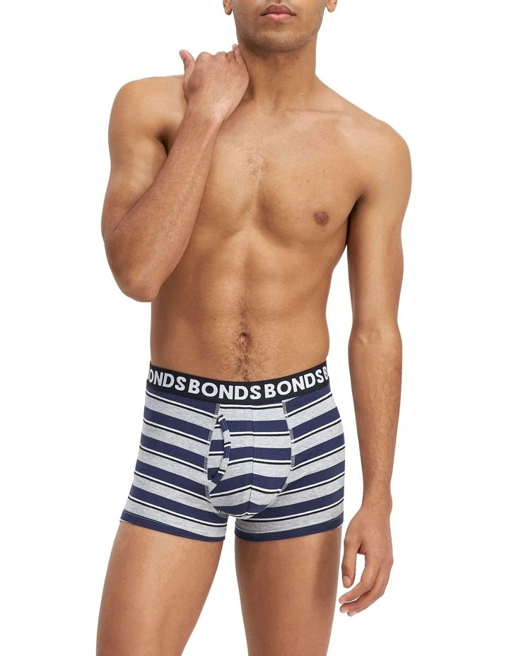 Bonds Everyday Stripe Trunks 3 Pack in Black/Black Stripe image 2