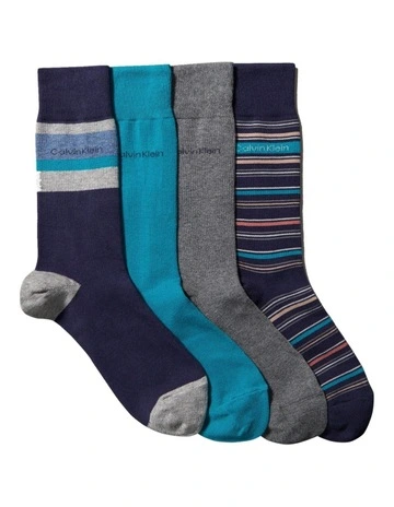 Socks 4 Pack Gift Box in Peacoat