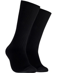 Bamboo Rib Socks 2 Pack in Black